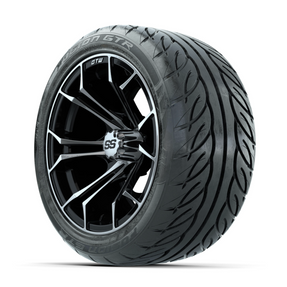 GTW Spyder Machined/Black 14 in Wheels with 225/40-R14 Fusion GTR Street Tires  Full Set