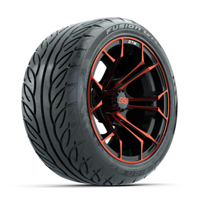 GTW Spyder Red/Black 14 in Wheels with 225/40-R14 Fusion GTR Street Tires  Full Set