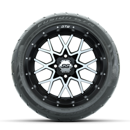 GTW Vortex Machined/Matte Black 14 in Wheels with 225/40-R14 Fusion GTR Street Tires – Full Set