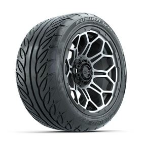 GTW Bravo Machined/Matte Grey 14 in Wheels with 225/40-R14 Fusion GTR Street Tires  Full Set