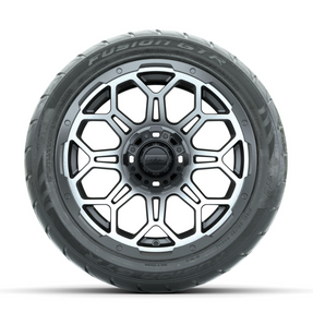 GTW Bravo Machined/Matte Grey 14 in Wheels with 225/40-R14 Fusion GTR Street Tires  Full Set