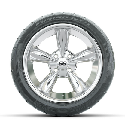 GTW Godfather Chrome 14 in Wheels with 225/40-R14 Fusion GTR Street Tires  Full Set