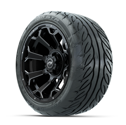 GTW Raven Off-Road Matte Black/Ball Milled 14 in Wheels with 225/40-R14 Fusion GTR Street Tires – Full Set