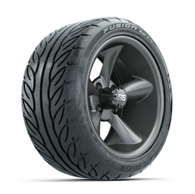 GTW Godfather Matte Grey 14 in Wheels with 225/40-R14 Fusion GTR Street Tires  Full Set