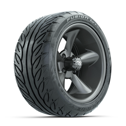 GTW Godfather Matte Grey 14 in Wheels with 225/40-R14 Fusion GTR Street Tires – Full Set