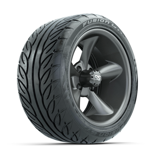 GTW Godfather Matte Grey 14 in Wheels with 225/40-R14 Fusion GTR Street Tires – Full Set