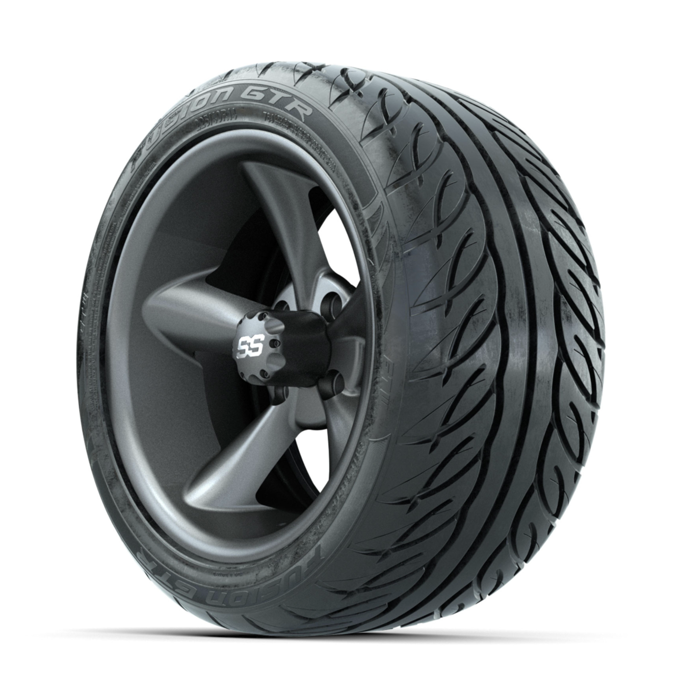 GTW Godfather Matte Grey 14 in Wheels with 225/40-R14 Fusion GTR Street Tires – Full Set