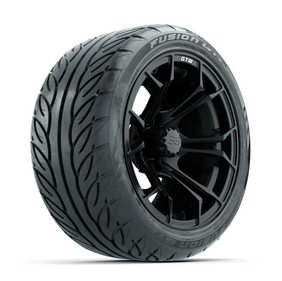 GTW Spyder Matte Black 14 in Wheels with 225/40-R14 Fusion GTR Street Tires  Full Set