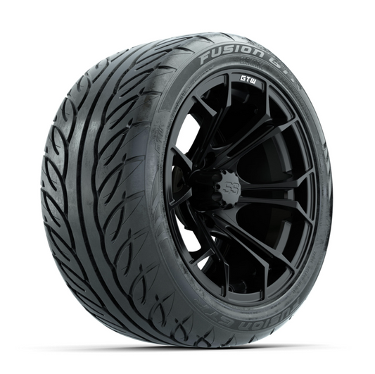 GTW Spyder Matte Black 14 in Wheels with 225/40-R14 Fusion GTR Street Tires – Full Set