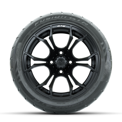 GTW Spyder Matte Black 14 in Wheels with 225/40-R14 Fusion GTR Street Tires – Full Set