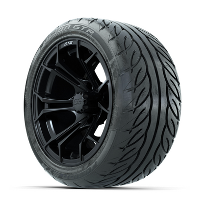 GTW Spyder Matte Black 14 in Wheels with 225/40-R14 Fusion GTR Street Tires – Full Set