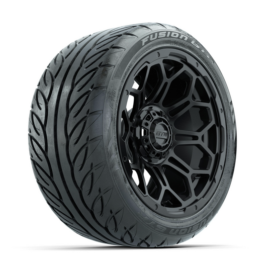 GTW Bravo Matte Black 14 in Wheels with 225/40-R14 Fusion GTR Street Tires – Full Set