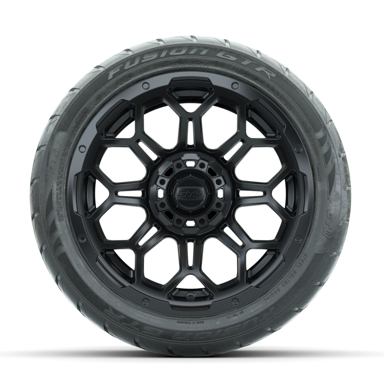 GTW Bravo Matte Black 14 in Wheels with 225/40-R14 Fusion GTR Street Tires – Full Set