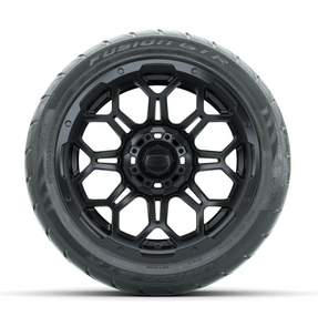 GTW Bravo Matte Black 14 in Wheels with 225/40-R14 Fusion GTR Street Tires  Full Set