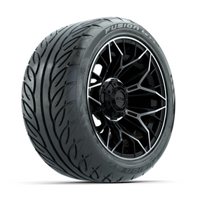 GTW Stellar Machined/Black 14 in Wheels with 225/40-R14 Fusion GTR Street Tires  Full Set