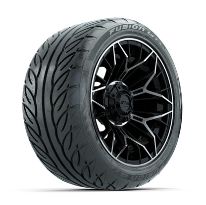 GTW Stellar Machined/Black 14 in Wheels with 225/40-R14 Fusion GTR Street Tires  Full Set