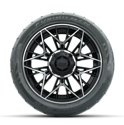 GTW Stellar Machined/Black 14 in Wheels with 225/40-R14 Fusion GTR Street Tires  Full Set