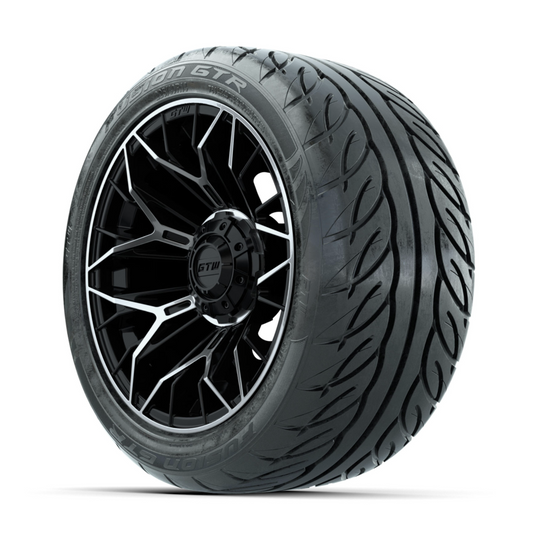 GTW Stellar Machined/Black 14 in Wheels with 225/40-R14 Fusion GTR Street Tires – Full Set