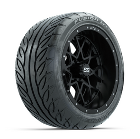 GTW Vortex Matte Black 14 in Wheels with 225/40-R14 Fusion GTR Street Tires  Full Set