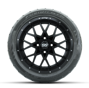 GTW Vortex Matte Black 14 in Wheels with 225/40-R14 Fusion GTR Street Tires  Full Set