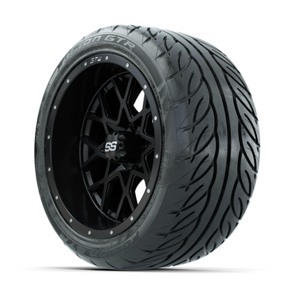 GTW Vortex Matte Black 14 in Wheels with 225/40-R14 Fusion GTR Street Tires – Full Set