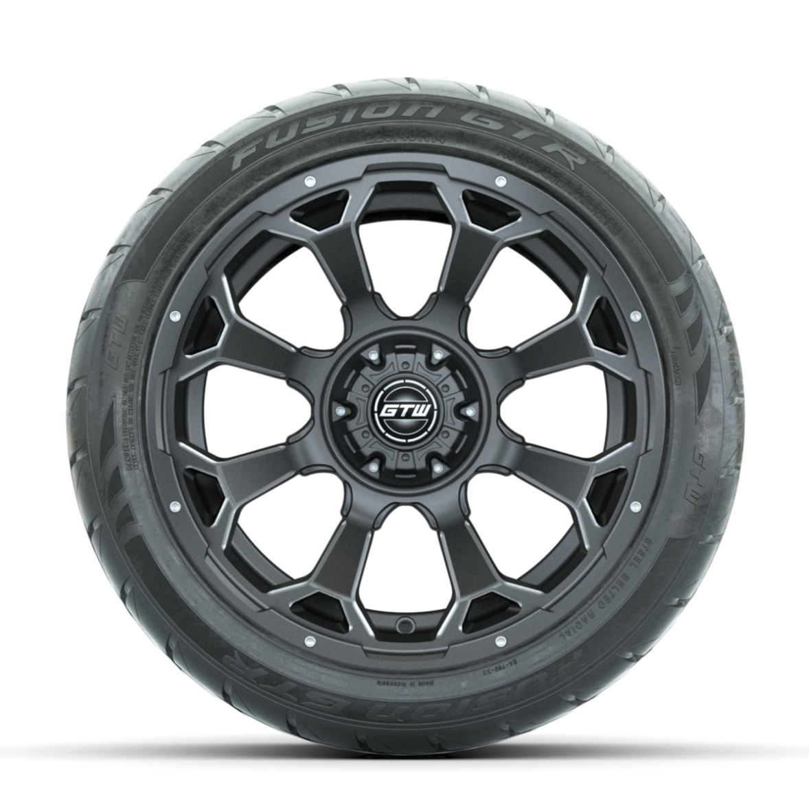 GTW Raven Off-Road Matte Grey 14 in Wheels with 225/40-R14 Fusion GTR Street Tires – Full Set