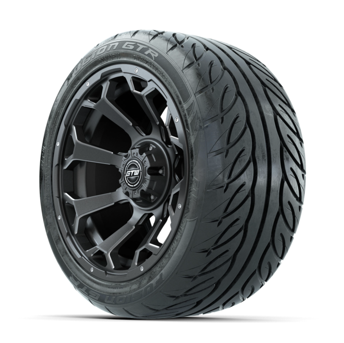 GTW Raven Off-Road Matte Grey 14 in Wheels with 225/40-R14 Fusion GTR Street Tires – Full Set