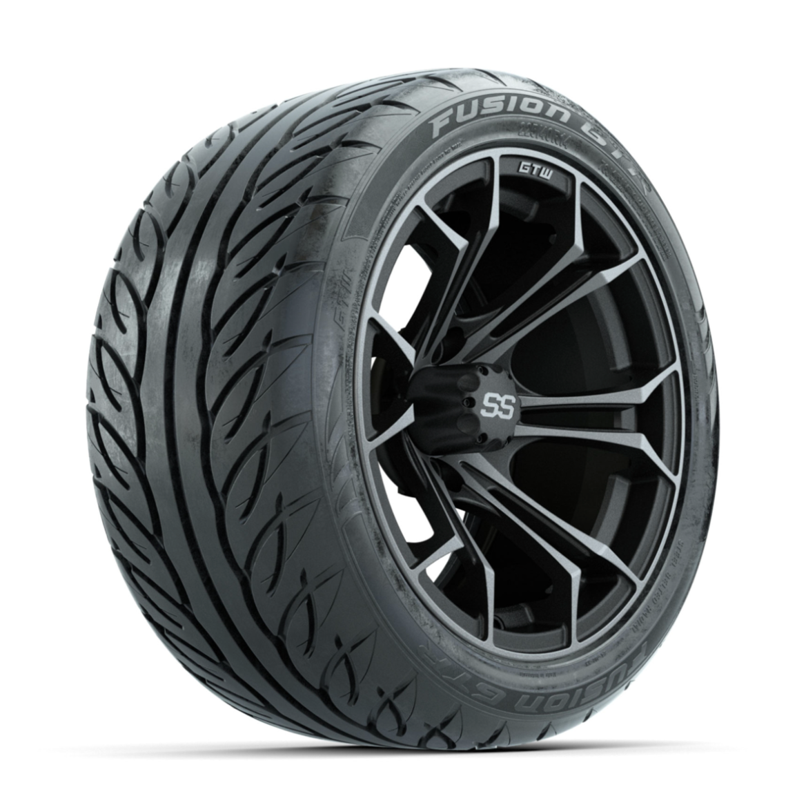 GTW Spyder Matte Grey 14 in Wheels with 225/40-R14 Fusion GTR Street Tires  Full Set