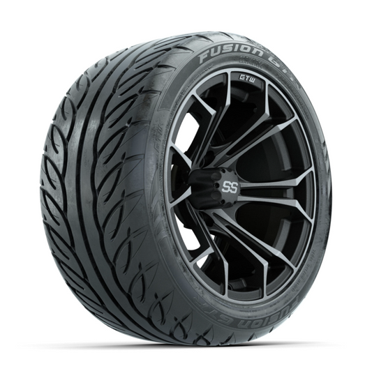 GTW Spyder Matte Grey 14 in Wheels with 225/40-R14 Fusion GTR Street Tires – Full Set