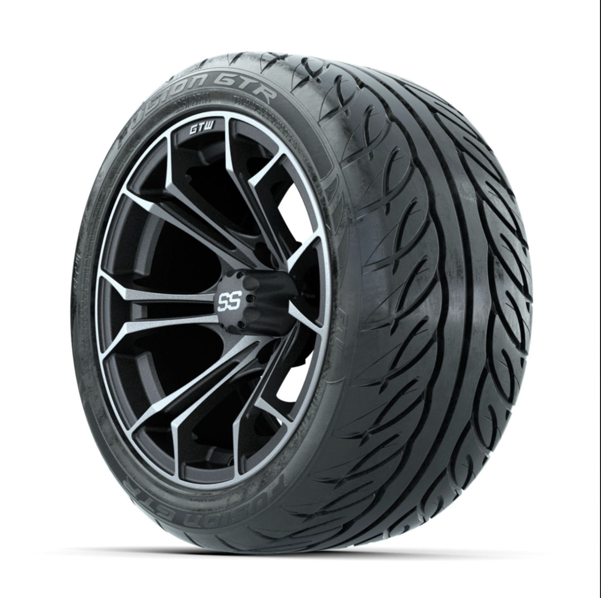 GTW Spyder Matte Grey 14 in Wheels with 225/40-R14 Fusion GTR Street Tires  Full Set