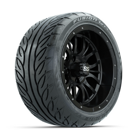 GTW Diesel Matte Black 14 in Wheels with 225/40-R14 Fusion GTR Street Tires  Full Set