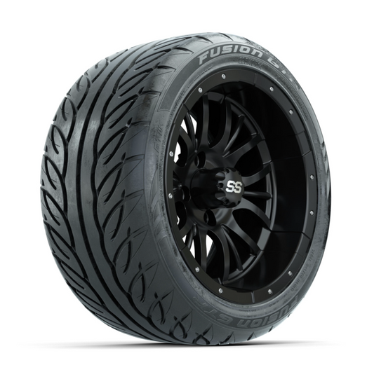 GTW Diesel Matte Black 14 in Wheels with 225/40-R14 Fusion GTR Street Tires – Full Set