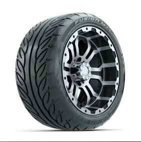 GTW Omega Machined/Black 14 in Wheels with 225/40-R14 Fusion GTR Street Tires  Full Set