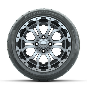 GTW Omega Machined/Black 14 in Wheels with 225/40-R14 Fusion GTR Street Tires  Full Set