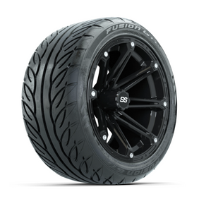 GTW Element Black 14 in Wheels with 225/40-R14 Fusion GTR Street Tires  Full Set