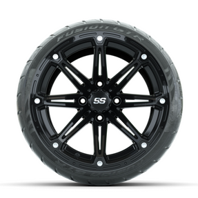 GTW Element Black 14 in Wheels with 225/40-R14 Fusion GTR Street Tires  Full Set