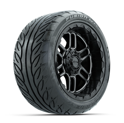 GTW Titan Machined/Black 14 in Wheels with 225/40-R14 Fusion GTR Street Tires – Full Set