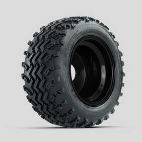 GTW Steel Matte Black 3:5 Offset 10 in Wheels with 18x9.50-10 Rogue All Terrain Tires  Full Set