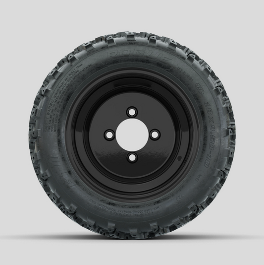 GTW Steel Black Centered 10 in Wheels with 18x9.50-10 Rogue All Terrain Tires – Full Set