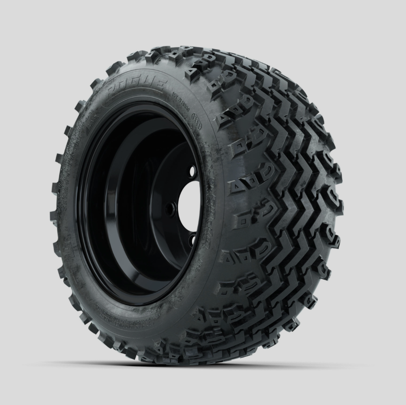 GTW Steel Black Centered 10 in Wheels with 18x9.50-10 Rogue All Terrain Tires  Full Set