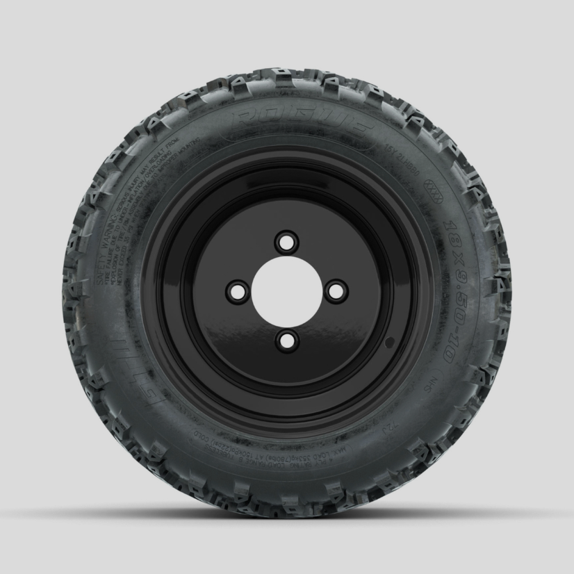 GTW Steel Black 10 in Wheels with 18x9.50-10 Rogue All Terrain Tires – Full Set