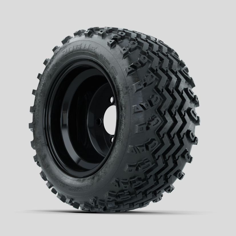 GTW Steel Black 10 in Wheels with 18x9.50-10 Rogue All Terrain Tires – Full Set