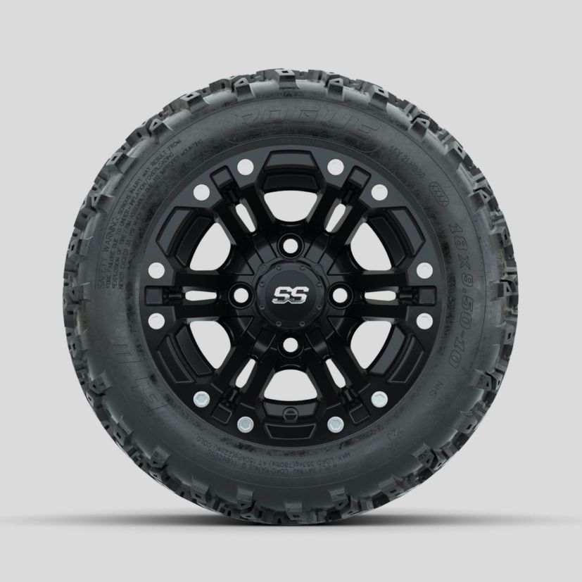 GTW Specter Matte Black 10 in Wheels with 18x9.50-10 Rogue All Terrain Tires  Full Set