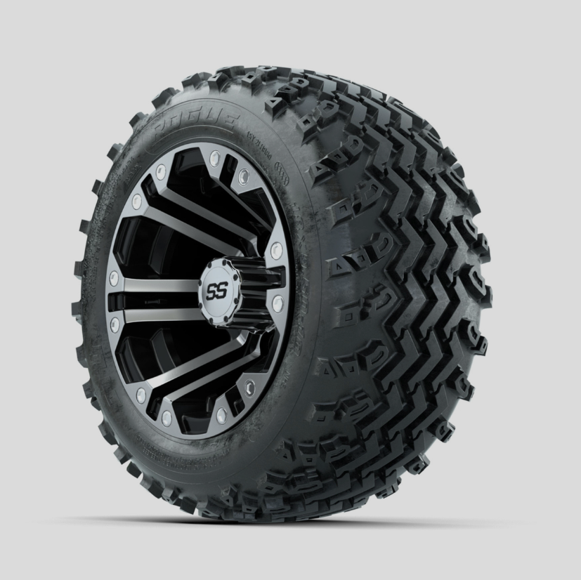 GTW Specter Machined/Black 10 in Wheels with 18x9.50-10 Rogue All Terrain Tires – Full Set