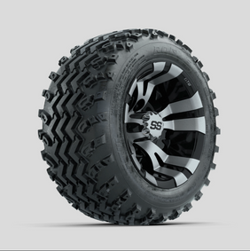 GTW Vampire Machined/Black 10 in Wheels with 18x9.50-10 Rogue All Terrain Tires  Full Set