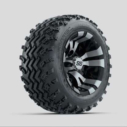 GTW Vampire Machined/Black 10 in Wheels with 18x9.50-10 Rogue All Terrain Tires – Full Set