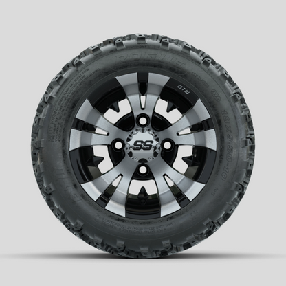 GTW Vampire Machined/Black 10 in Wheels with 18x9.50-10 Rogue All Terrain Tires  Full Set