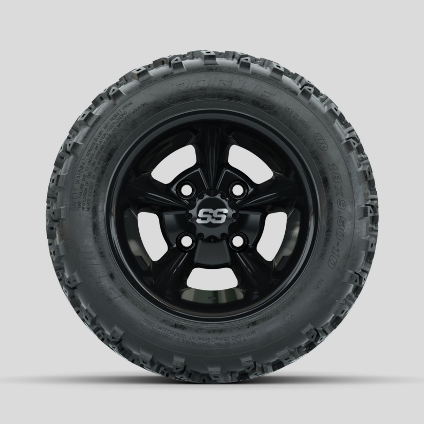 GTW Godfather Black 10 in Wheels with 18x9.50-10 Rogue All Terrain Tires – Full Set