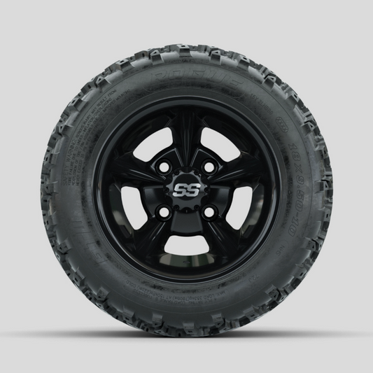 GTW Godfather Black 10 in Wheels with 18x9.50-10 Rogue All Terrain Tires – Full Set