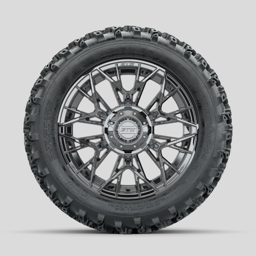 GTW Stellar Chrome 14 in Wheels with 23x10.00-14 Rogue All Terrain Tires – Full Set